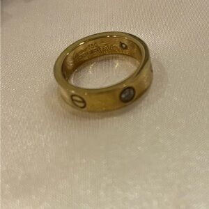 Gold Band Ring with Diamond Accents